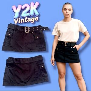 Refuge Y2K Black Mini micro grunge Skirt festival concert going out small